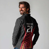 Custom Oceania Football Papua New Guinea Long Sleeve Polo Shirt Polynesian Tribal Pattern