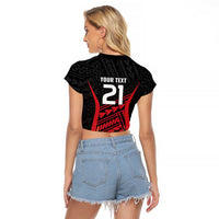 Custom Oceania Football Papua New Guinea Raglan Cropped T Shirt Polynesian Tribal Pattern