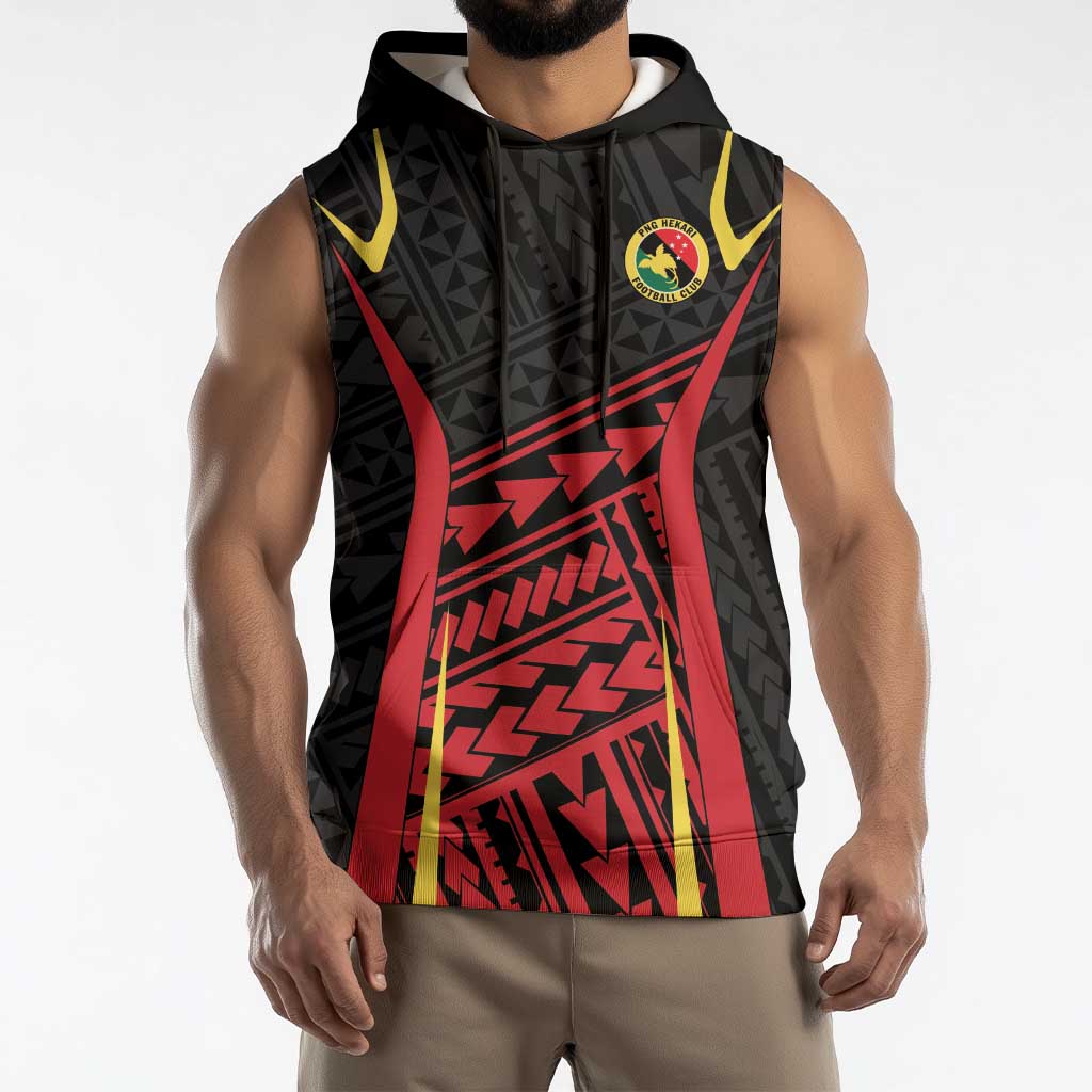 Custom Oceania Football Papua New Guinea Sleeveless Hoodie Polynesian Tribal Pattern