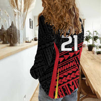 Custom Oceania Football Papua New Guinea Women Casual Shirt Polynesian Tribal Pattern