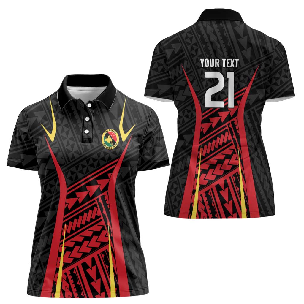 Custom Oceania Football Papua New Guinea Women Polo Shirt Polynesian Tribal Pattern