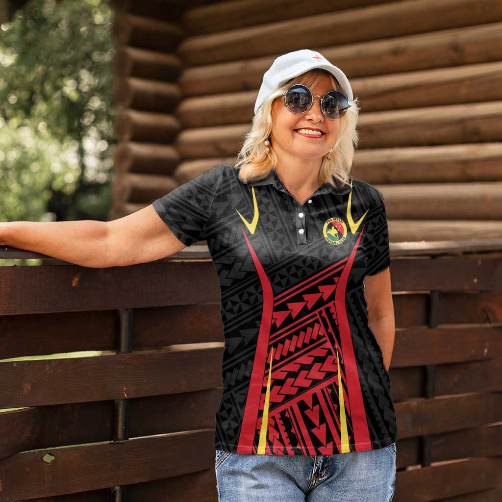 Custom Oceania Football Papua New Guinea Women Polo Shirt Polynesian Tribal Pattern