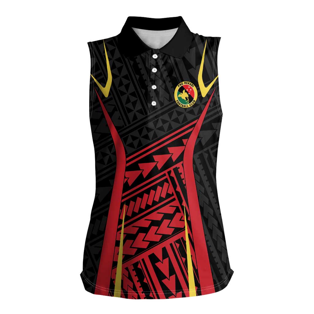 Custom Oceania Football Papua New Guinea Women Sleeveless Polo Shirt Polynesian Tribal Pattern