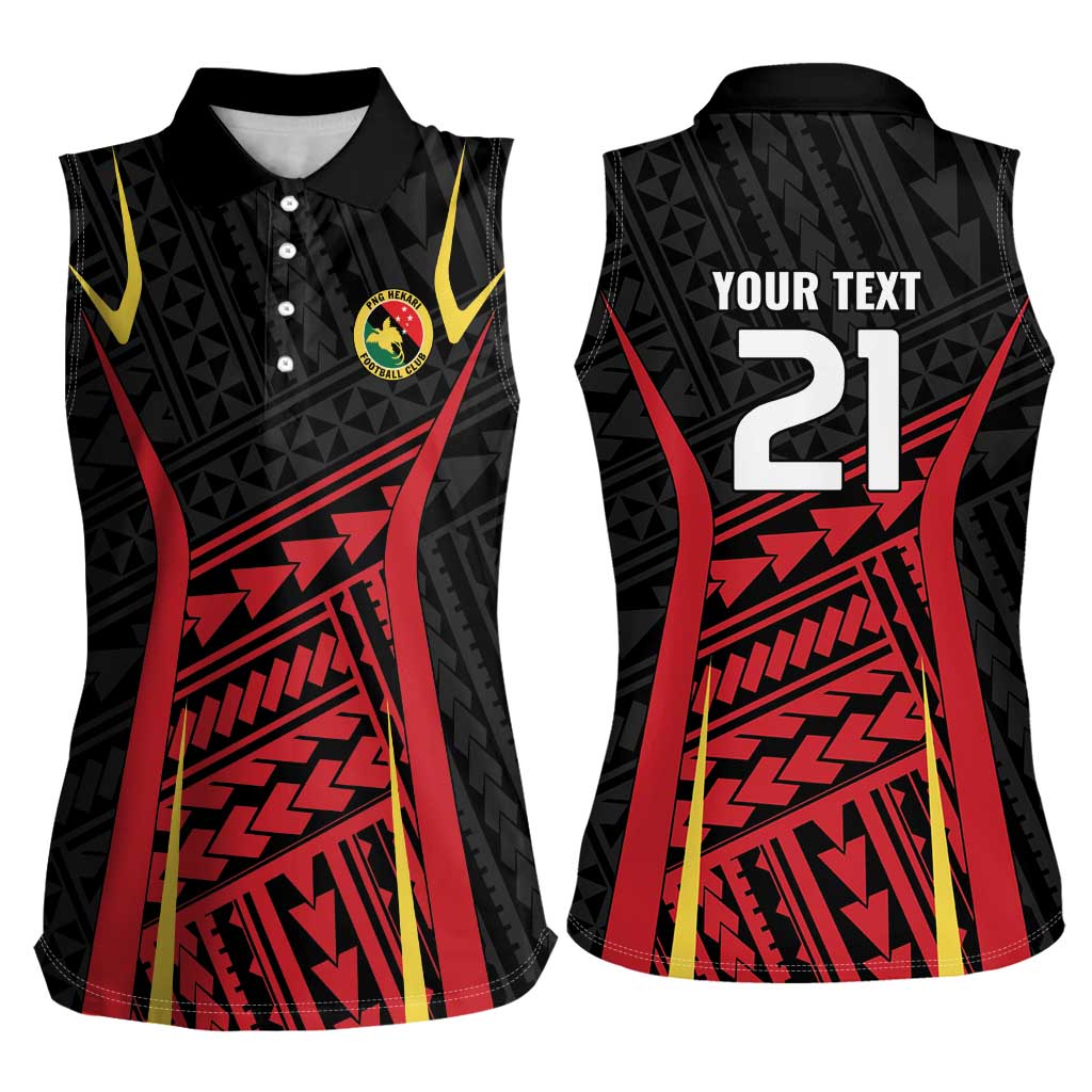 Custom Oceania Football Papua New Guinea Women Sleeveless Polo Shirt Polynesian Tribal Pattern