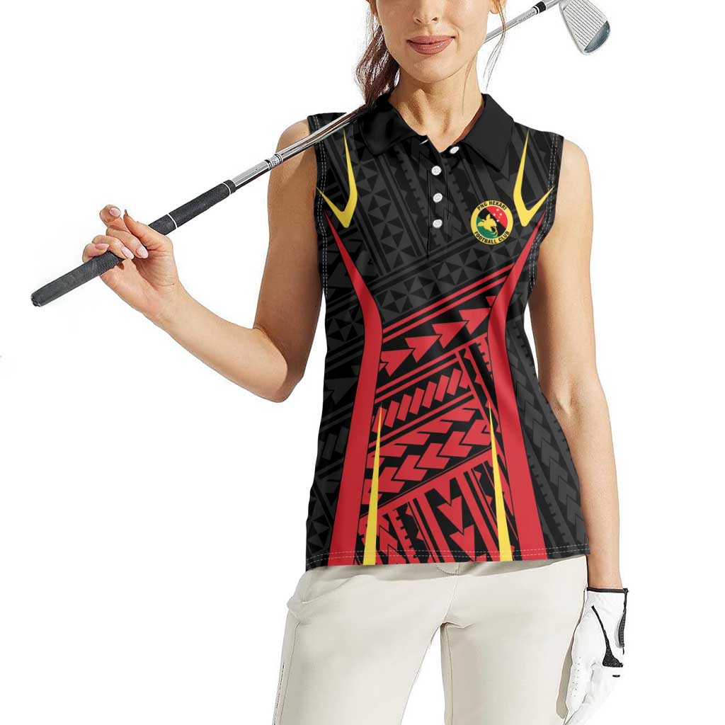 Custom Oceania Football Papua New Guinea Women Sleeveless Polo Shirt Polynesian Tribal Pattern