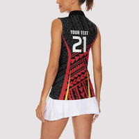 Custom Oceania Football Papua New Guinea Women Sleeveless Polo Shirt Polynesian Tribal Pattern