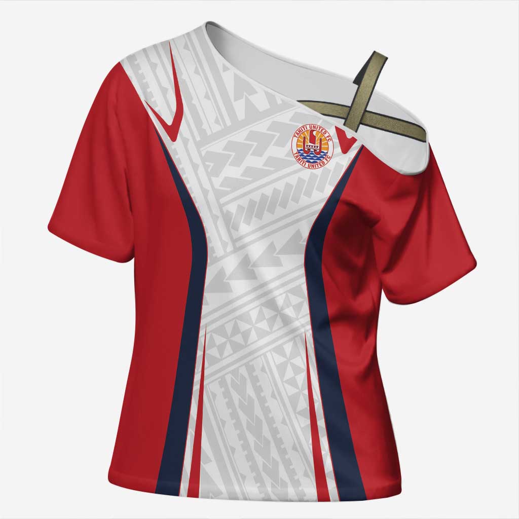 Custom Oceania Football Tahiti Cross Shoulder Shirt Polynesian Tribal Pattern