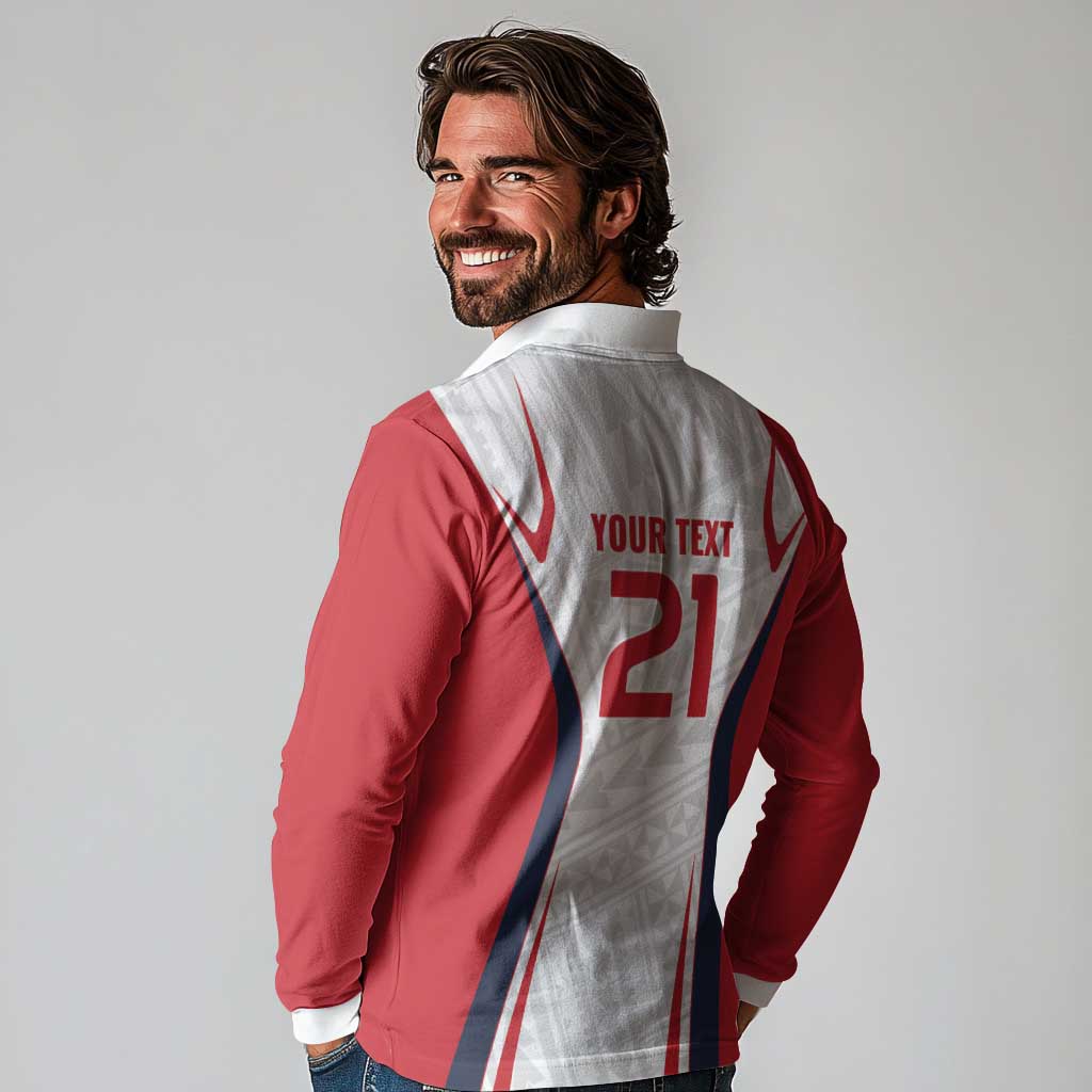Custom Oceania Football Tahiti Long Sleeve Polo Shirt Polynesian Tribal Pattern