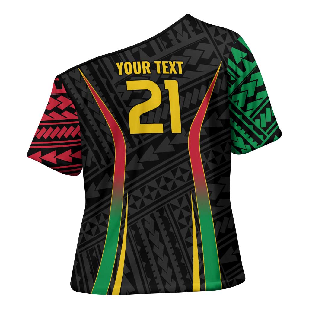Custom Oceania Football Vanuatu Cross Shoulder Shirt Polynesian Tribal Pattern