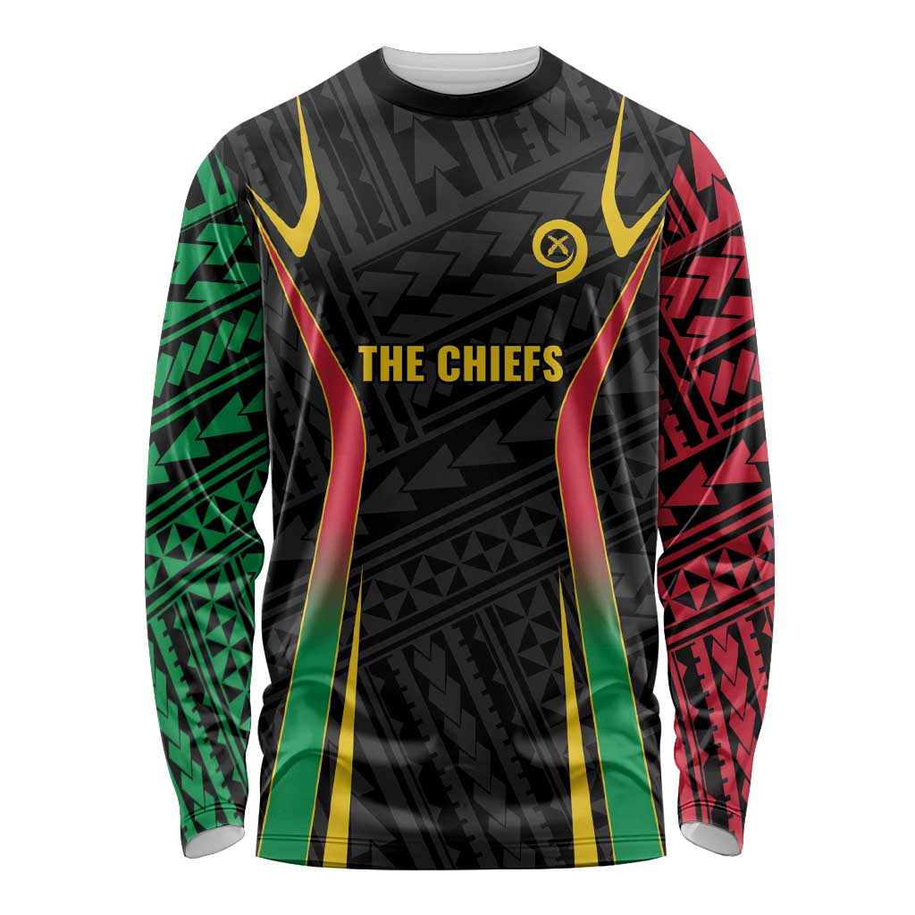 Custom Oceania Football Vanuatu Long Sleeve Shirt Polynesian Tribal Pattern