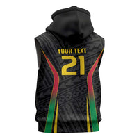 Custom Oceania Football Vanuatu Sleeveless Zip Hoodie Polynesian Tribal Pattern