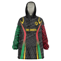 Custom Oceania Football Vanuatu Wearable Blanket Hoodie Polynesian Tribal Pattern