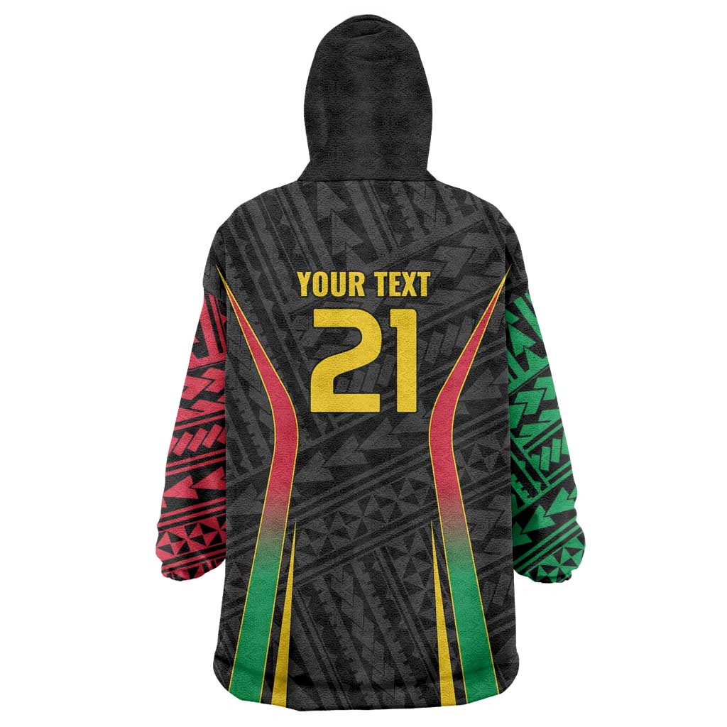 Custom Oceania Football Vanuatu Wearable Blanket Hoodie Polynesian Tribal Pattern