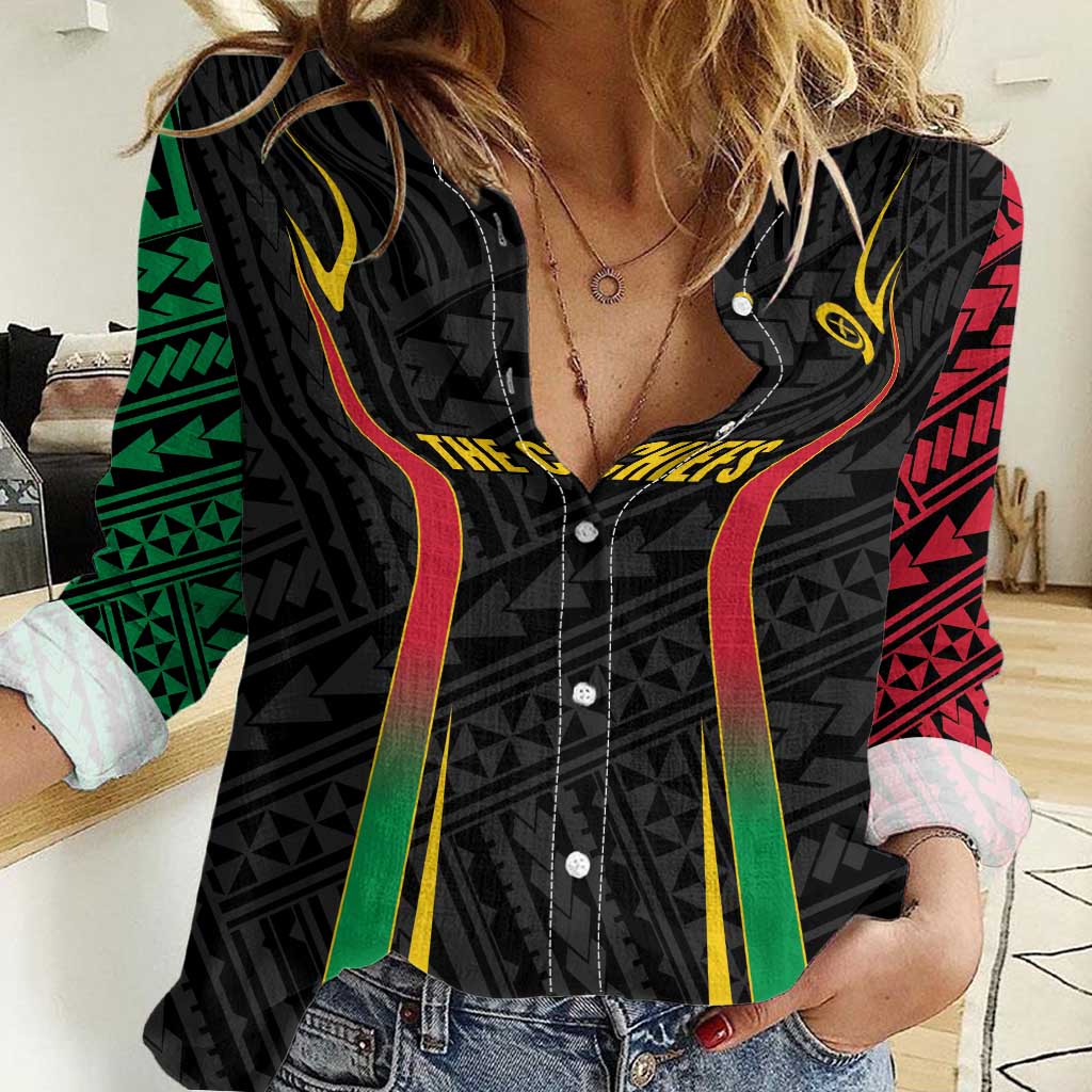 Custom Oceania Football Vanuatu Women Casual Shirt Polynesian Tribal Pattern