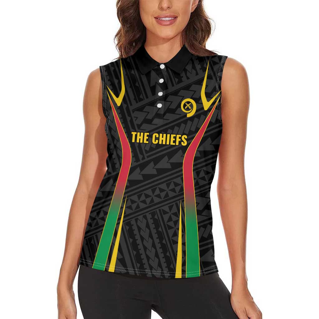 Custom Oceania Football Vanuatu Women Sleeveless Polo Shirt Polynesian Tribal Pattern