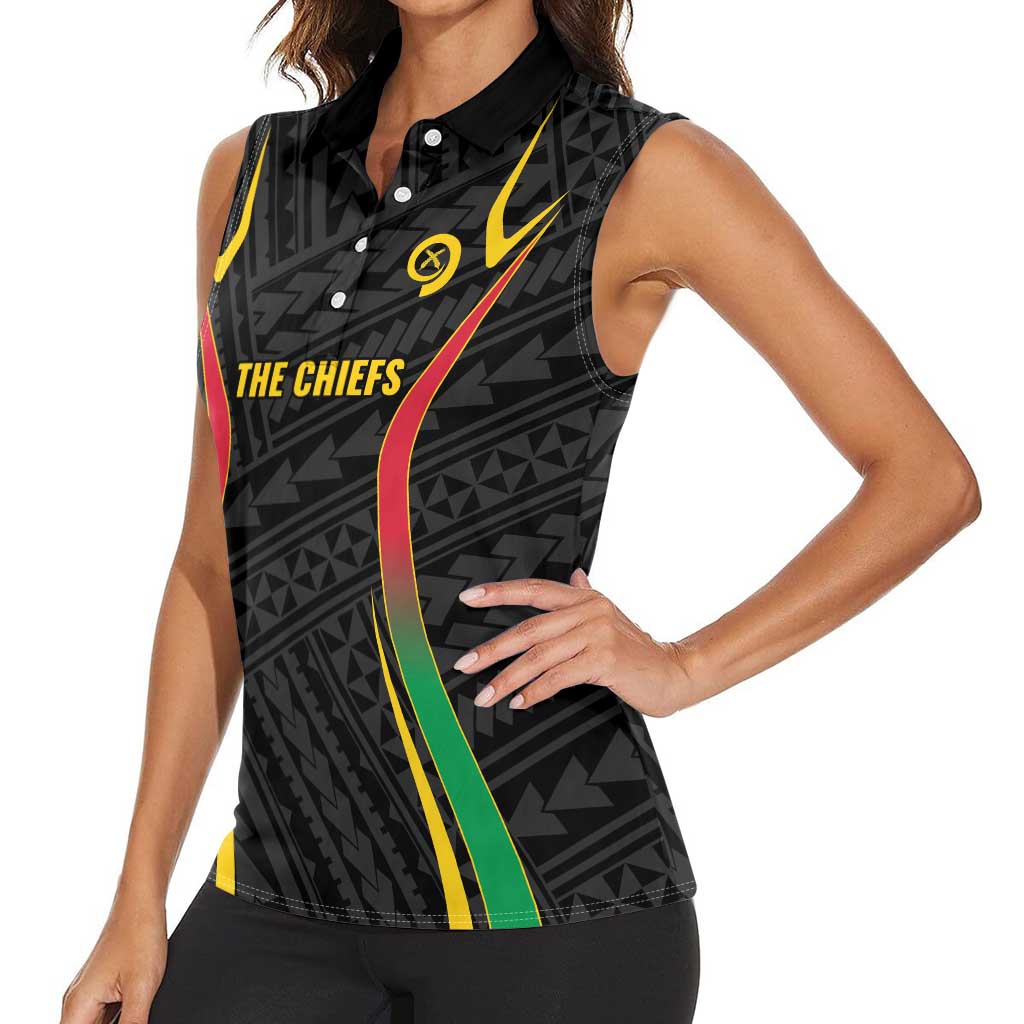 Custom Oceania Football Vanuatu Women Sleeveless Polo Shirt Polynesian Tribal Pattern