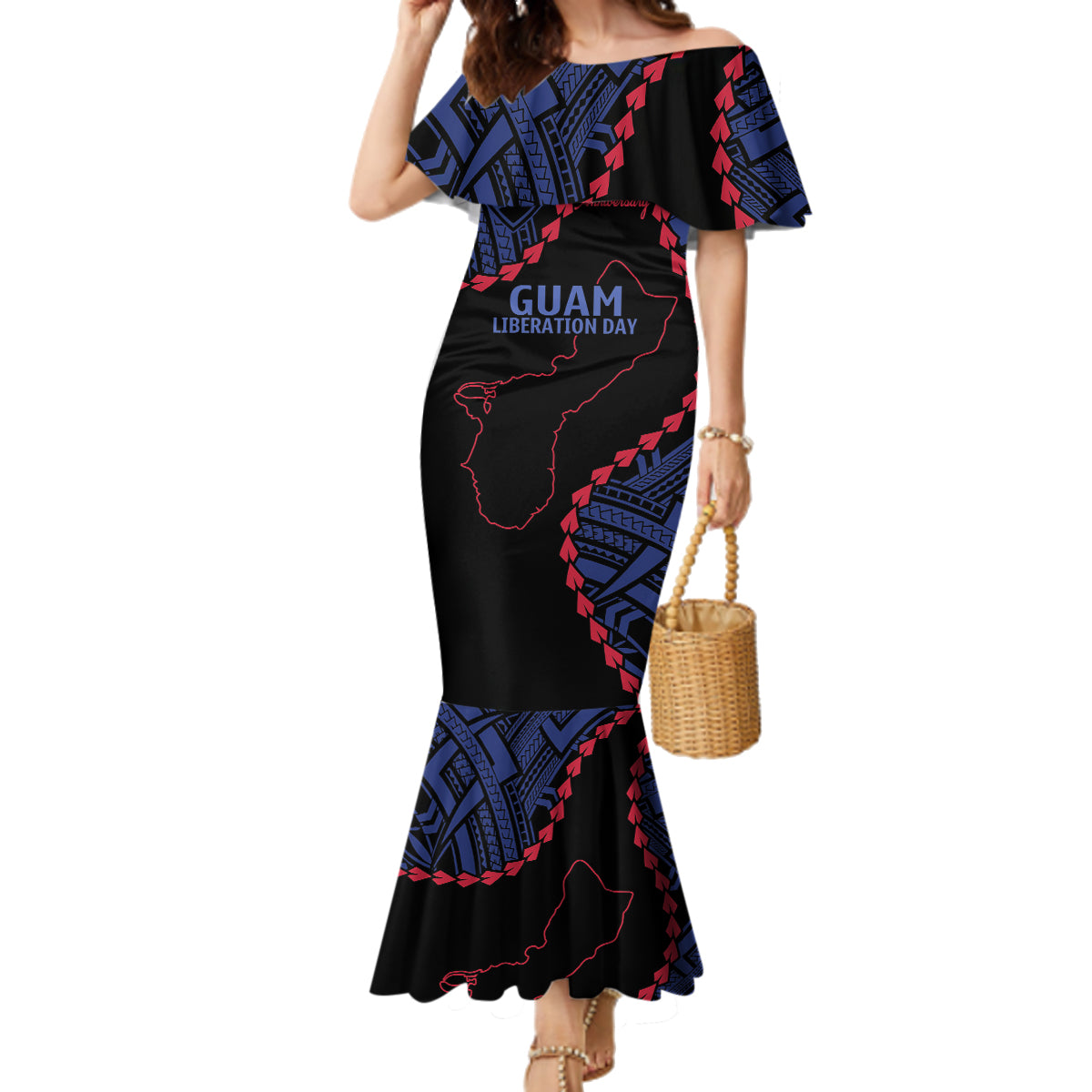 Personalized Guam 80th Anniversary Liberation Day Family Matching Mermaid Dress and Hawaiian Shirt Guahan Basic Seal