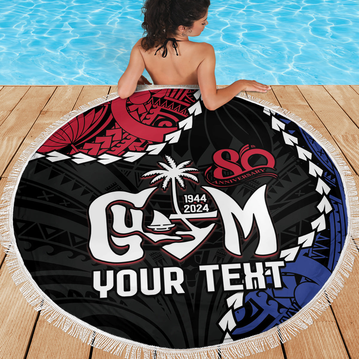 Personalized Guam 80th Anniversary Liberation Day Beach Blanket Tano I Man Chamoru Since 1944