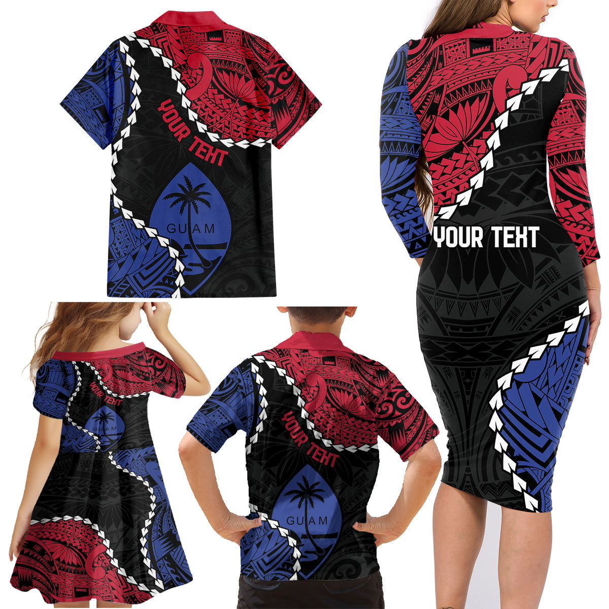 Personalized Guam 80th Anniversary Liberation Day Family Matching Long Sleeve Bodycon Dress and Hawaiian Shirt Tano I Man Chamoru Since 1944 LT9 - Polynesian Pride