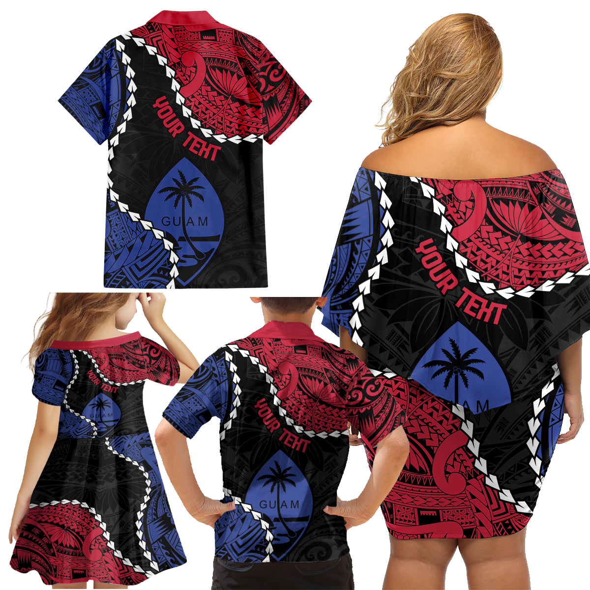 Personalized Guam 80th Anniversary Liberation Day Family Matching Off Shoulder Short Dress and Hawaiian Shirt Tano I Man Chamoru Since 1944 LT9 - Polynesian Pride