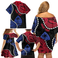 Personalized Guam 80th Anniversary Liberation Day Family Matching Off Shoulder Short Dress and Hawaiian Shirt Tano I Man Chamoru Since 1944 LT9 - Polynesian Pride
