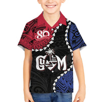 Personalized Guam 80th Anniversary Liberation Day Family Matching Short Sleeve Bodycon Dress and Hawaiian Shirt Tano I Man Chamoru Since 1944 LT9 Son's Shirt Black - Polynesian Pride