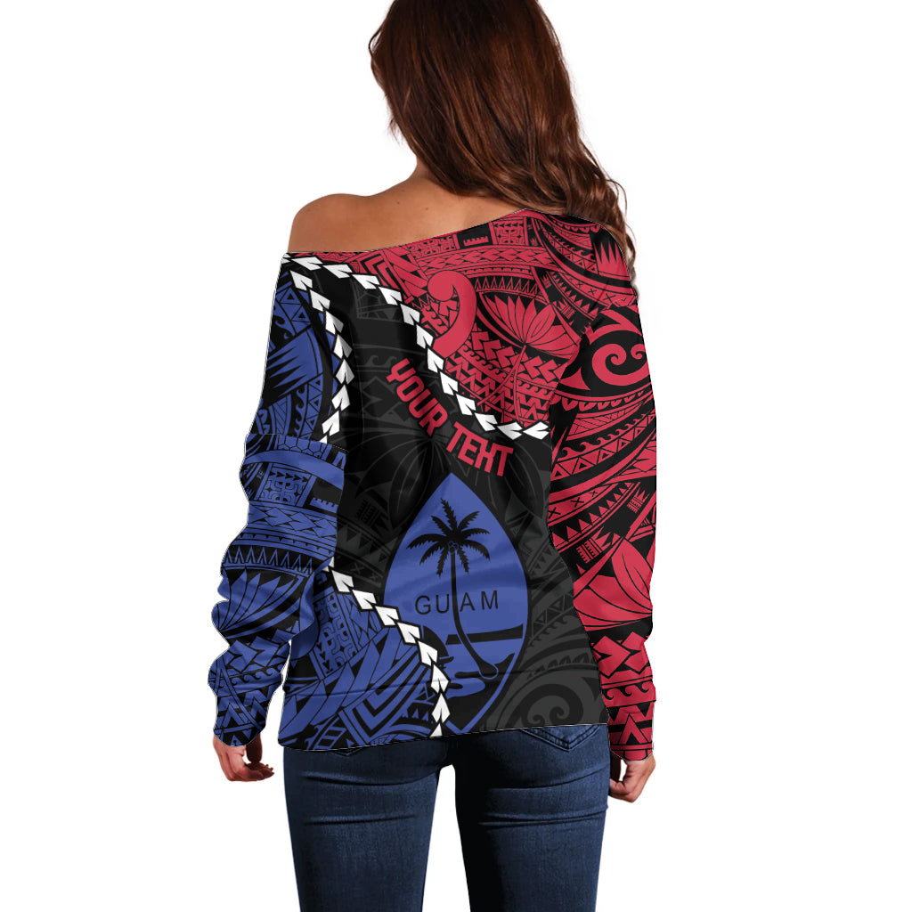 Personalized Guam 80th Anniversary Liberation Day Off Shoulder Sweater Tano I Man Chamoru Since 1944