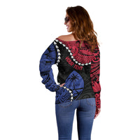 Personalized Guam 80th Anniversary Liberation Day Off Shoulder Sweater Tano I Man Chamoru Since 1944