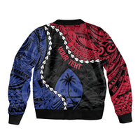 Personalized Guam 80th Anniversary Liberation Day Sleeve Zip Bomber Jacket Tano I Man Chamoru Since 1944