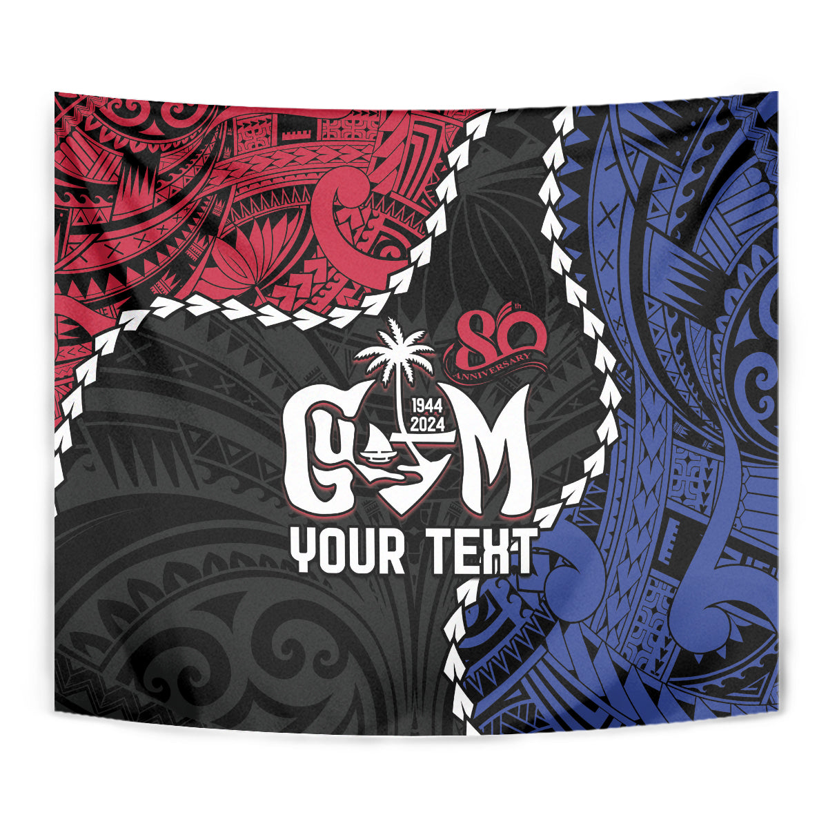 Personalized Guam 80th Anniversary Liberation Day Tapestry Tano I Man Chamoru Since 1944