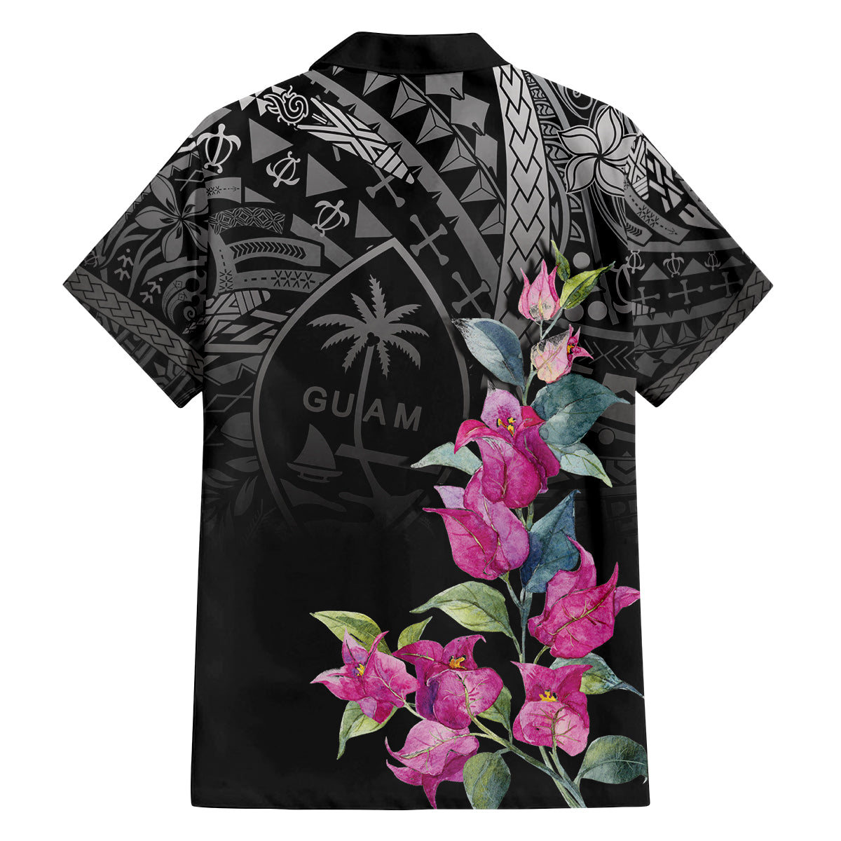 Guahan Puti Tai Nobiu Family Matching Off Shoulder Maxi Dress and Hawaiian Shirt Guam Bougainvillea Flower Art LT9 - Polynesian Pride