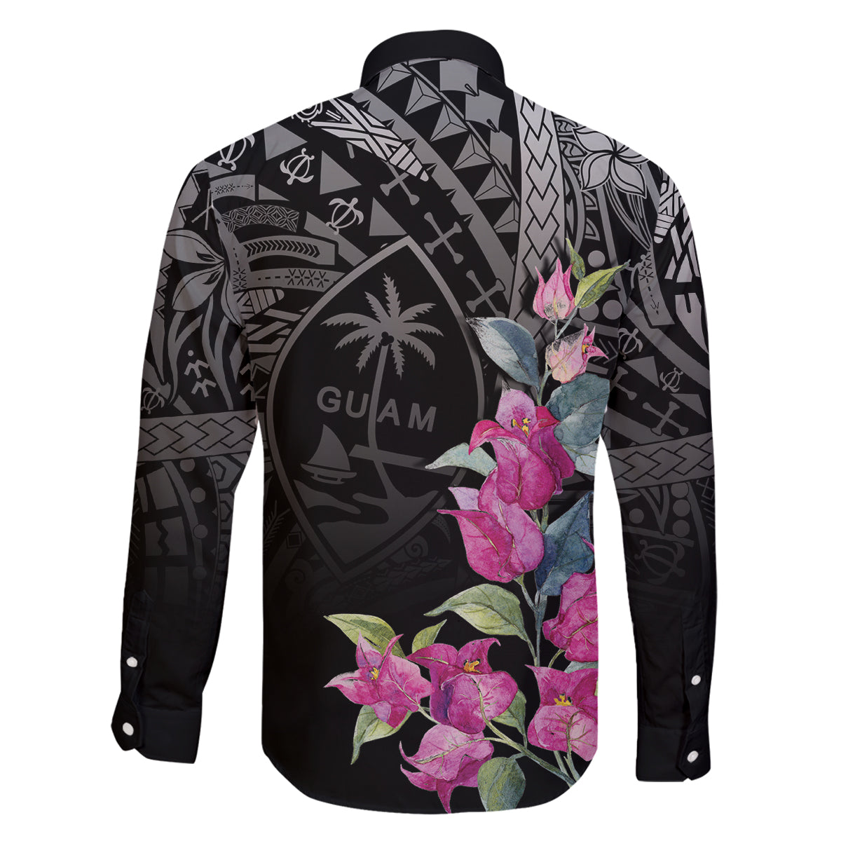 Guahan Puti Tai Nobiu Family Matching Off Shoulder Maxi Dress and Hawaiian Shirt Guam Bougainvillea Flower Art LT9 - Polynesian Pride
