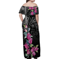 Guahan Puti Tai Nobiu Family Matching Off Shoulder Maxi Dress and Hawaiian Shirt Guam Bougainvillea Flower Art LT9 - Polynesian Pride