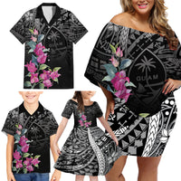 Guahan Puti Tai Nobiu Family Matching Off Shoulder Short Dress and Hawaiian Shirt Guam Bougainvillea Flower Art LT9 - Polynesian Pride
