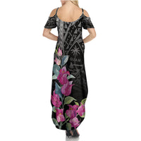 Guahan Puti Tai Nobiu Family Matching Summer Maxi Dress and Hawaiian Shirt Guam Bougainvillea Flower Art LT9 - Polynesian Pride