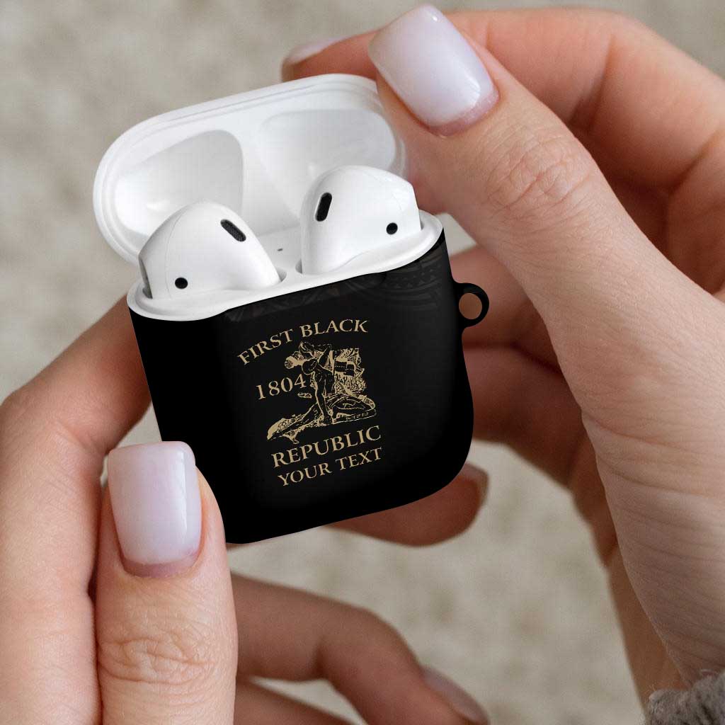 Personalized Haiti First Black Republic AirPods Case Negre Marron With Map And Flag - Polynesian Pride