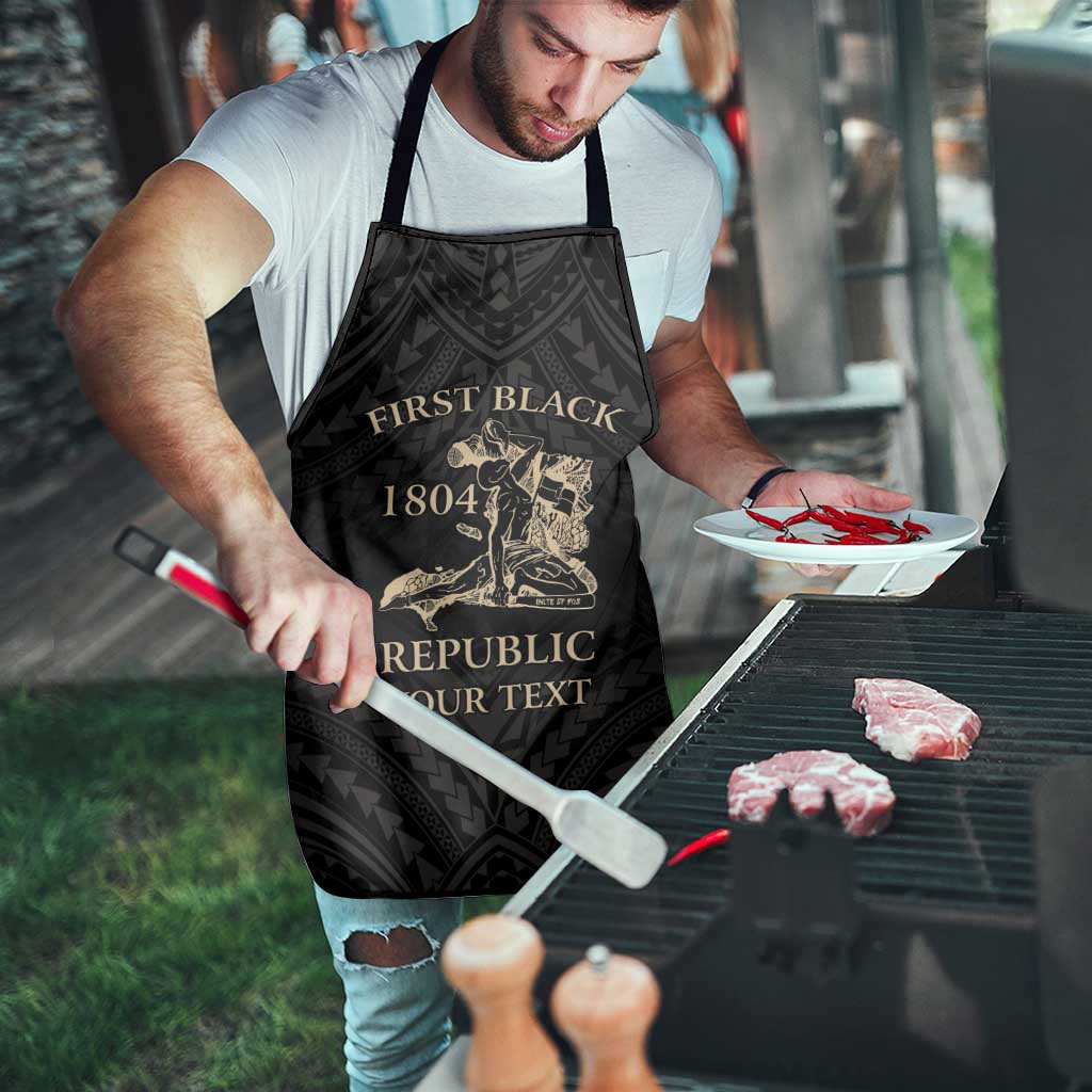 Personalized Haiti First Black Republic Apron Negre Marron With Map And Flag - Polynesian Pride