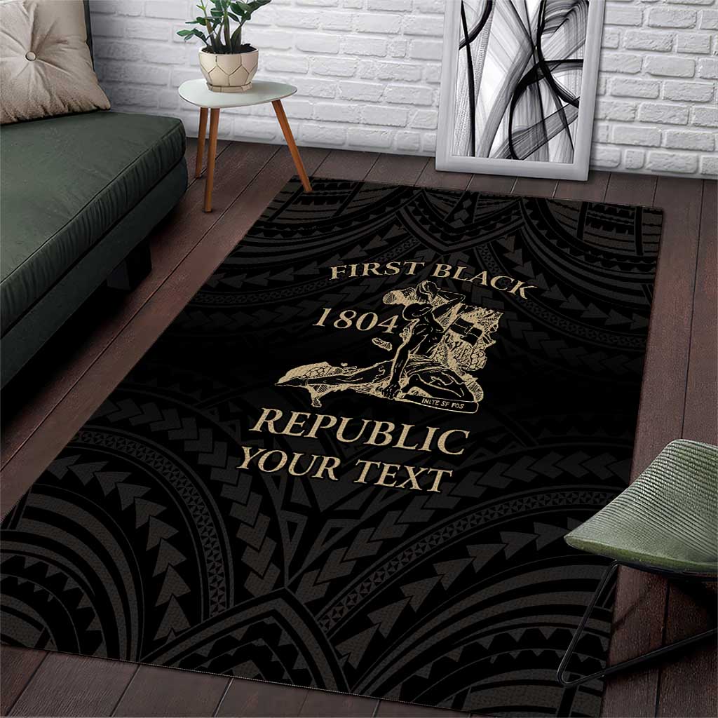 Personalized Haiti First Black Republic Area Rug Negre Marron With Map And Flag LT9 Black - Polynesian Pride