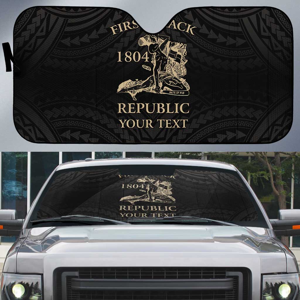 Personalized Haiti First Black Republic Auto Sun Shade Negre Marron With Map And Flag LT9 Black - Polynesian Pride