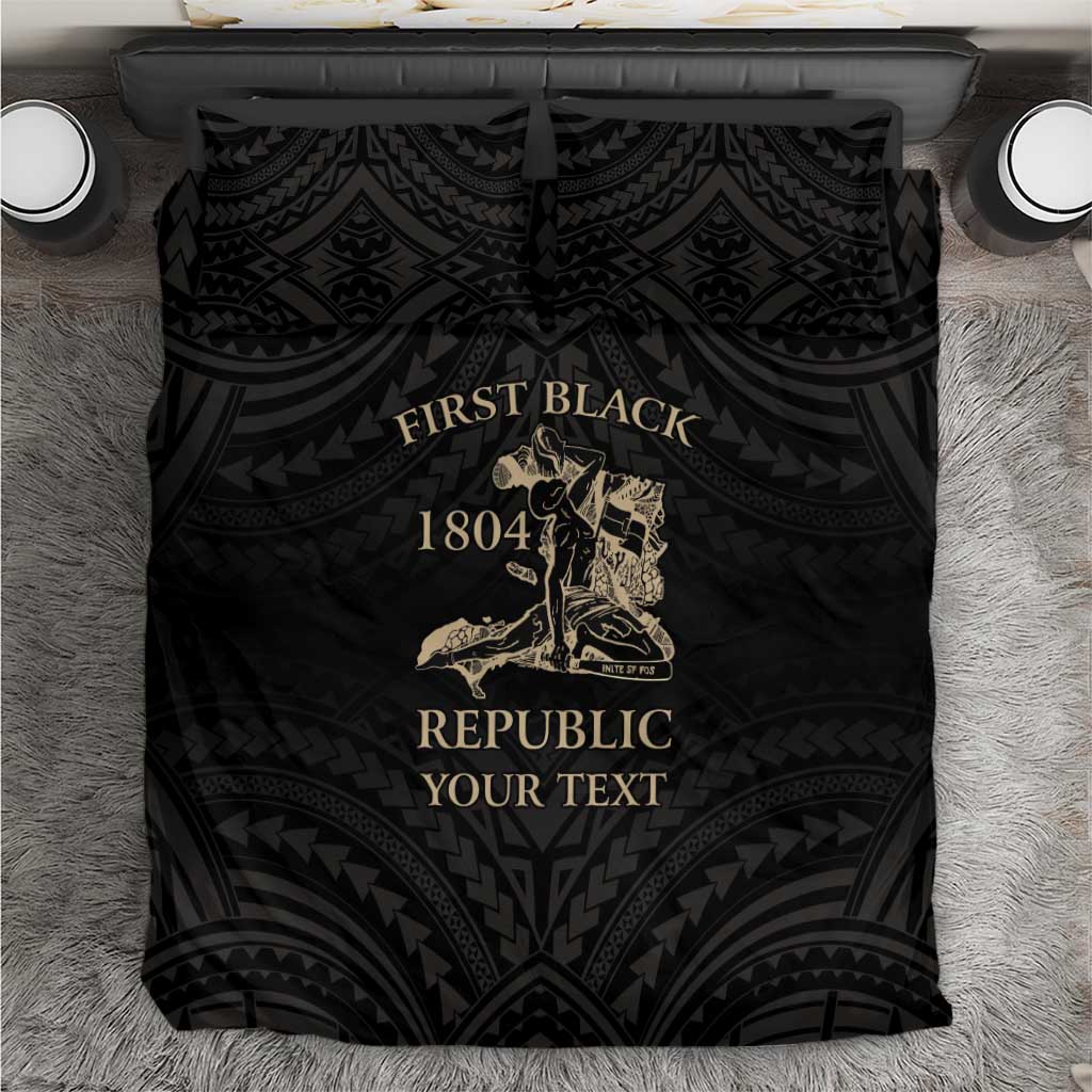 Personalized Haiti First Black Republic Bedding Set Negre Marron With Map And Flag LT9 Black - Polynesian Pride
