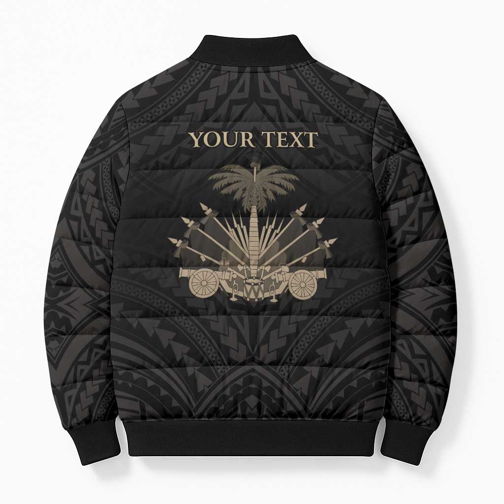 Personalized Haiti First Black Republic Bomber Puffer Jacket Negre Marron With Map And Flag - Polynesian Pride