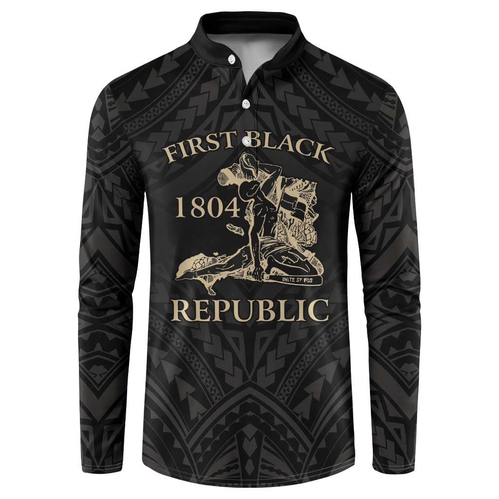 Personalized Haiti First Black Republic Button Sweatshirt Negre Marron With Map And Flag LT9 Black - Polynesian Pride