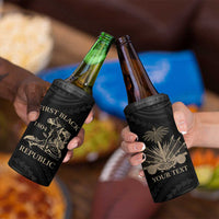 Personalized Haiti First Black Republic 4 in 1 Can Cooler Tumbler Negre Marron With Map And Flag