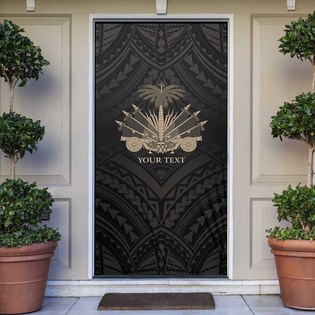 Personalized Haiti First Black Republic Door Cover Negre Marron With Map And Flag LT9 Black - Polynesian Pride