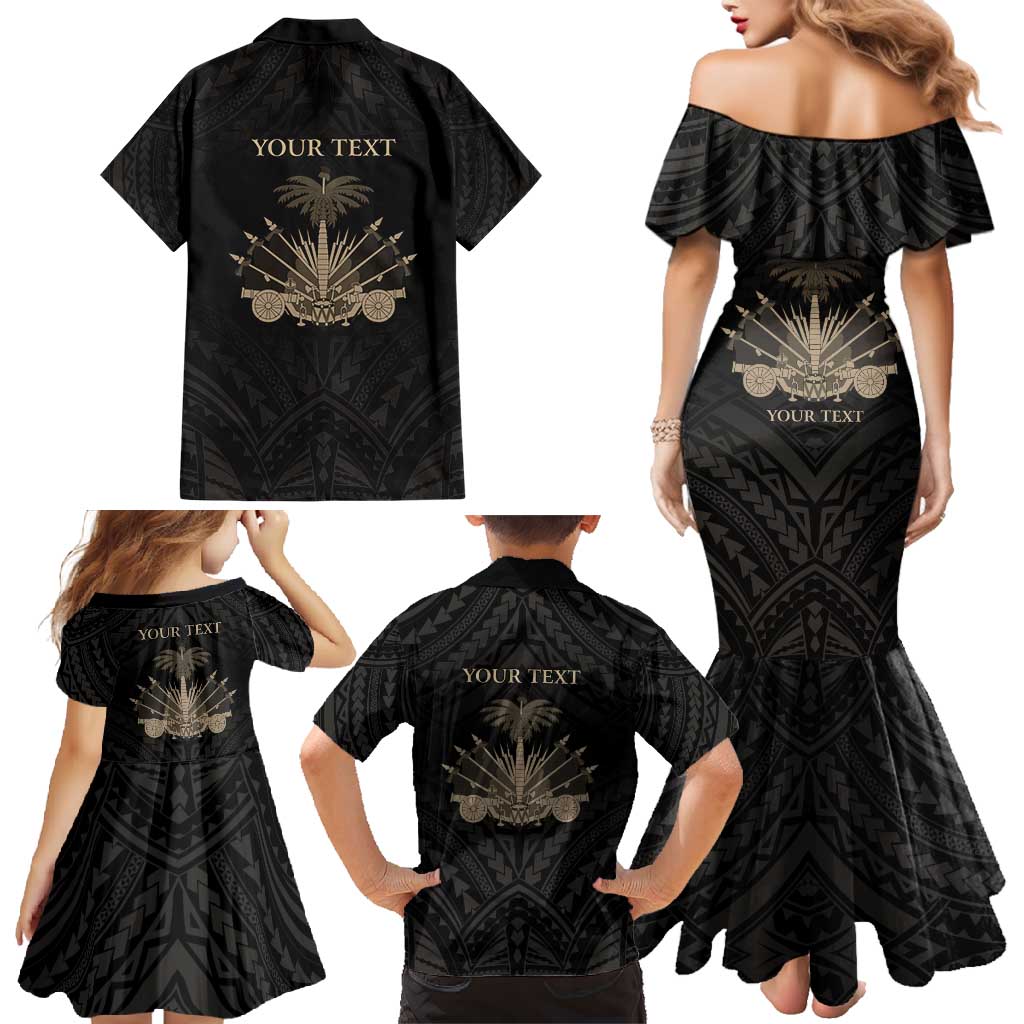 Personalized Haiti First Black Republic Family Matching Mermaid Dress and Hawaiian Shirt Negre Marron With Map And Flag LT9 - Polynesian Pride