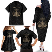 Personalized Haiti First Black Republic Family Matching Off The Shoulder Long Sleeve Dress and Hawaiian Shirt Negre Marron With Map And Flag LT9 - Polynesian Pride