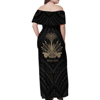 Personalized Haiti First Black Republic Family Matching Off Shoulder Maxi Dress and Hawaiian Shirt Negre Marron With Map And Flag