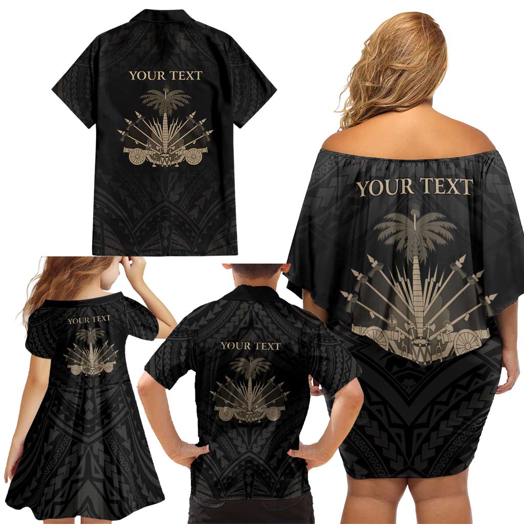 Personalized Haiti First Black Republic Family Matching Off Shoulder Short Dress and Hawaiian Shirt Negre Marron With Map And Flag LT9 - Polynesian Pride