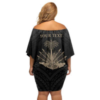 Personalized Haiti First Black Republic Family Matching Off Shoulder Short Dress and Hawaiian Shirt Negre Marron With Map And Flag LT9 - Polynesian Pride