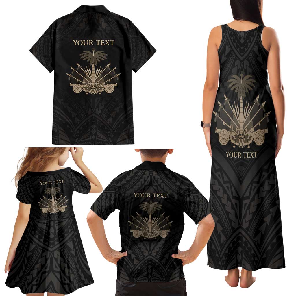 Personalized Haiti First Black Republic Family Matching Tank Maxi Dress and Hawaiian Shirt Negre Marron With Map And Flag LT9 - Polynesian Pride